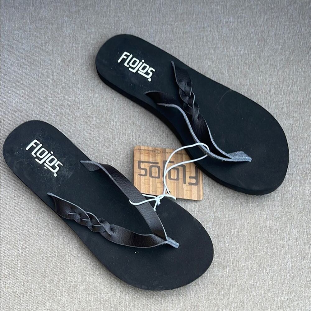 Flojos Black Flip Flops girls size 5 NEW